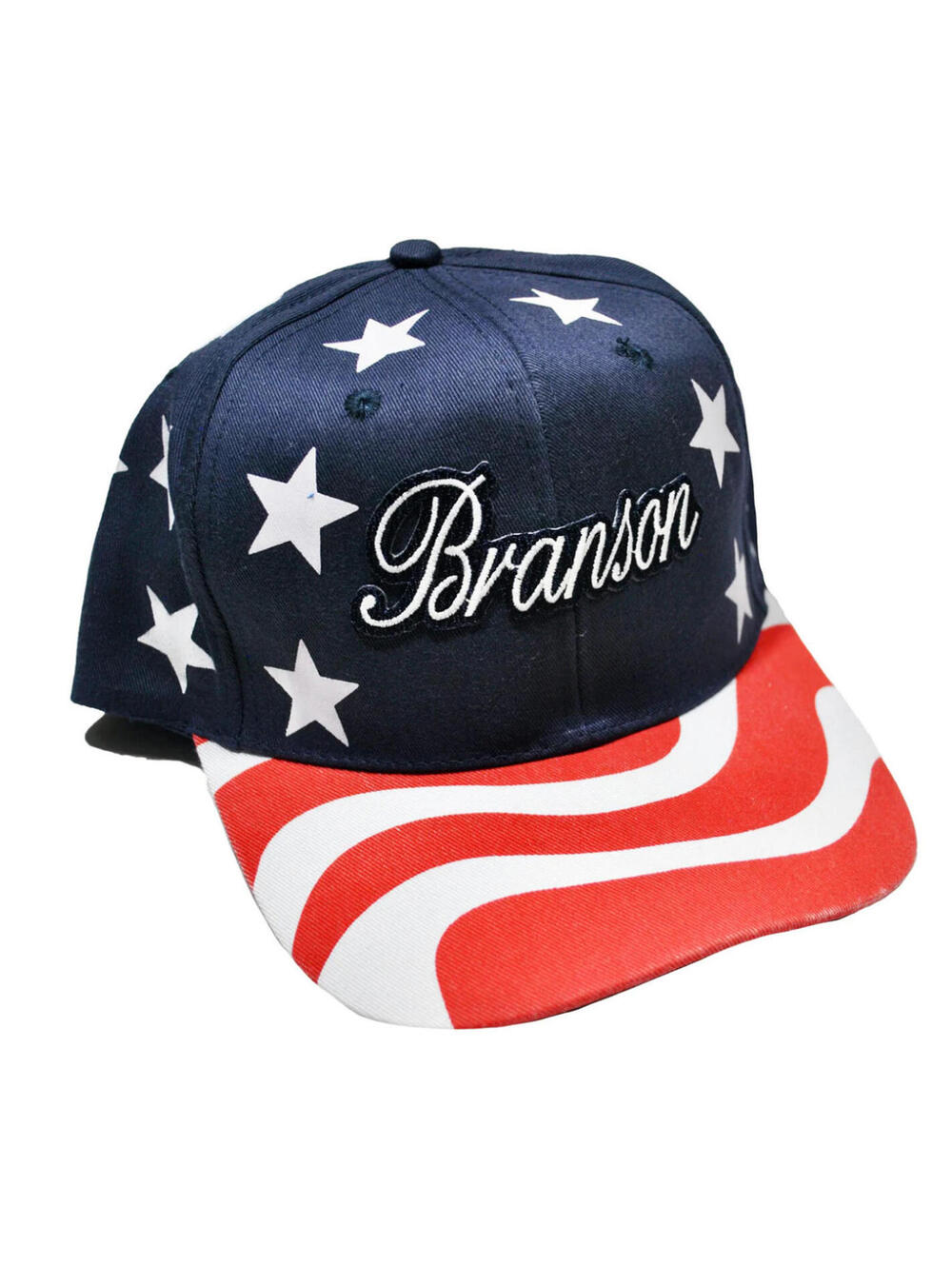 Vintage Branson Missouri USA American Flag Blue Red 90s Snapback Hat Cap